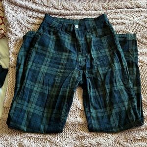 Brandy Melville Blue And Green Plaid Pants